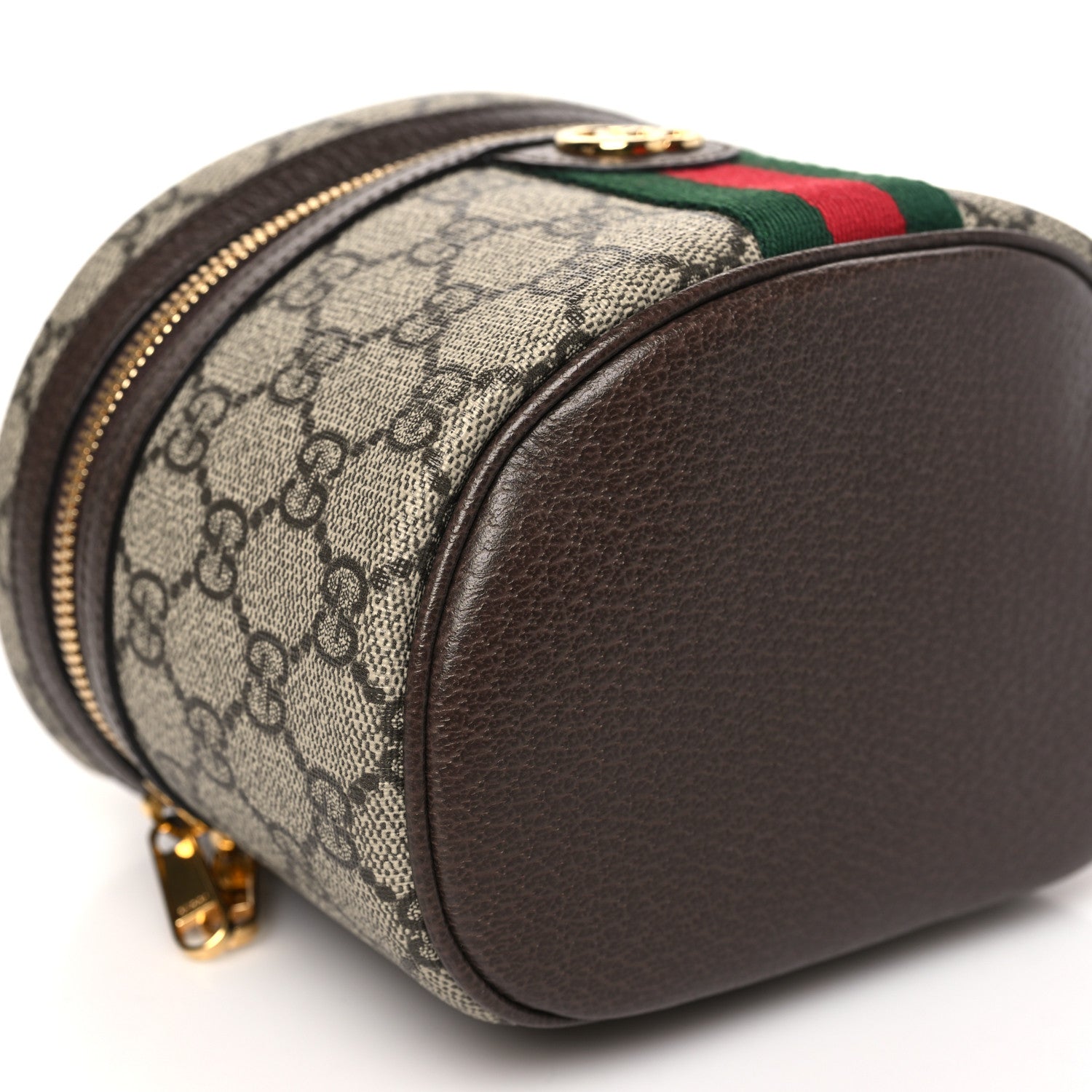 Gucci GG Supreme Monogram Textured Calfskin Web Ophidia Vanity Cosmetic Case Beige Ebony New Acero 9 of 10