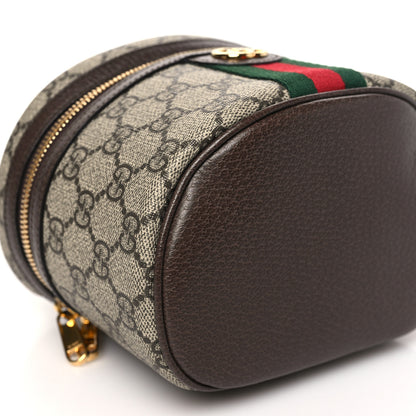 Gucci GG Supreme Monogram Textured Calfskin Web Ophidia Vanity Cosmetic Case Beige Ebony New Acero 9 of 10