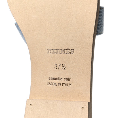 Hermes Denim Canvas Oran Sandals 37.5 Bleu Clair 7 of 9
