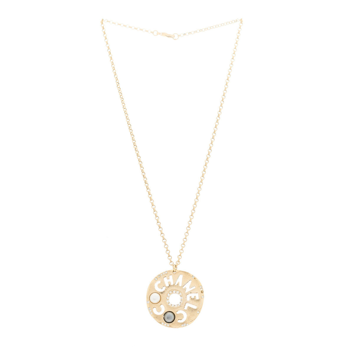 Crystal Pearl Papyrus Necklace Gold
