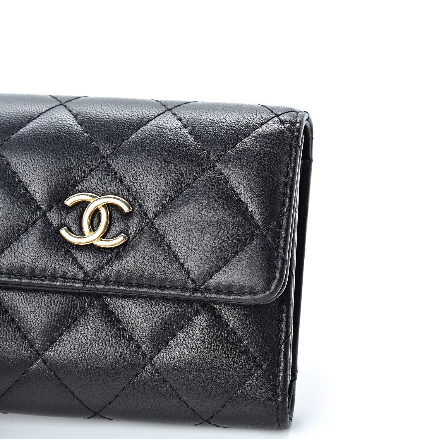 Chanel Lambskin Quilted Small Compact Wallet Black 10 of 11