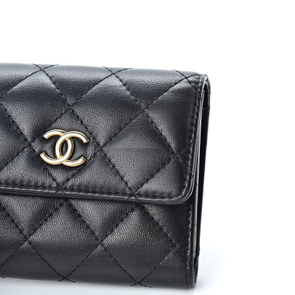 Chanel Lambskin Quilted Small Compact Wallet Black 10 of 11