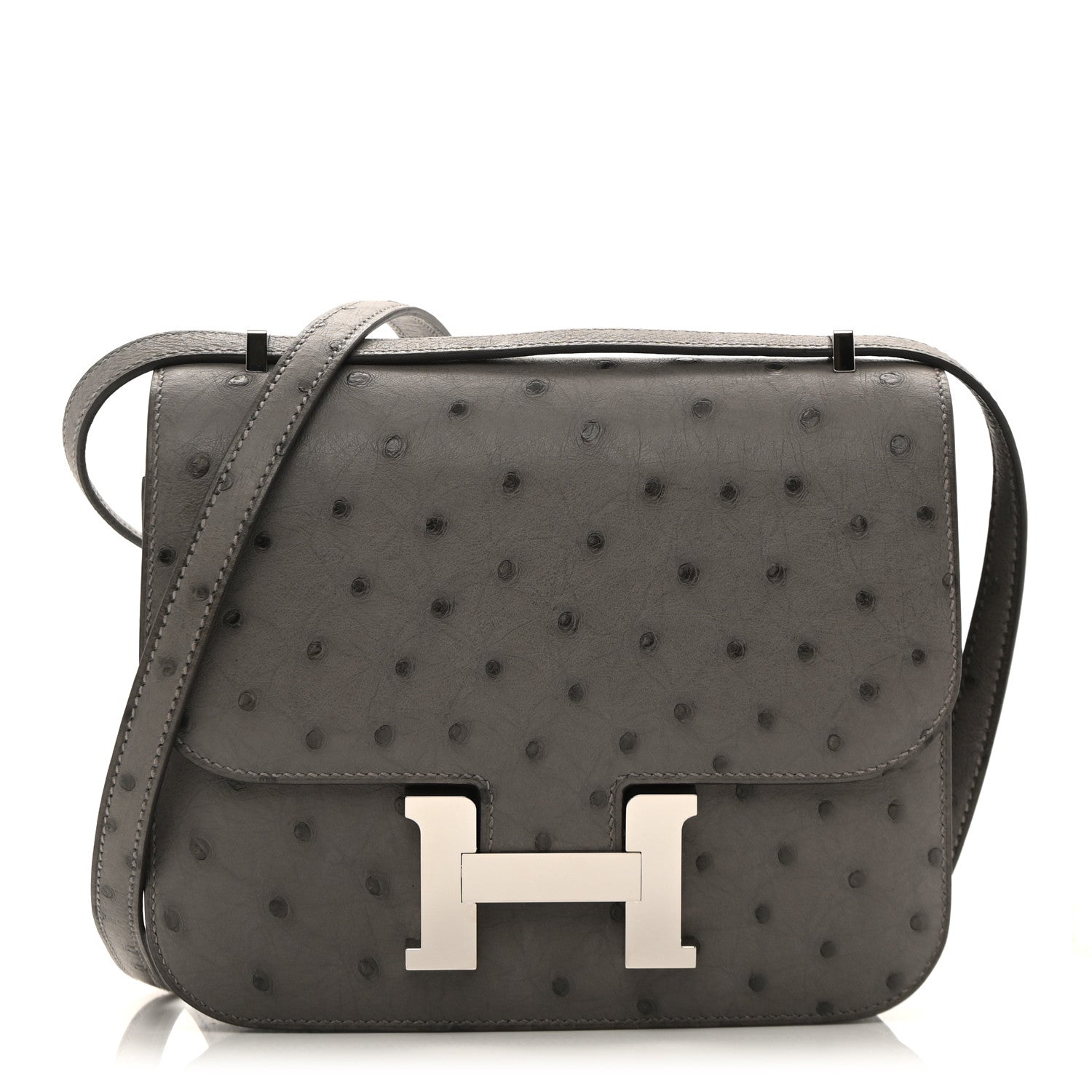 Hermès Constance 18 ostrich in Gris Meyer