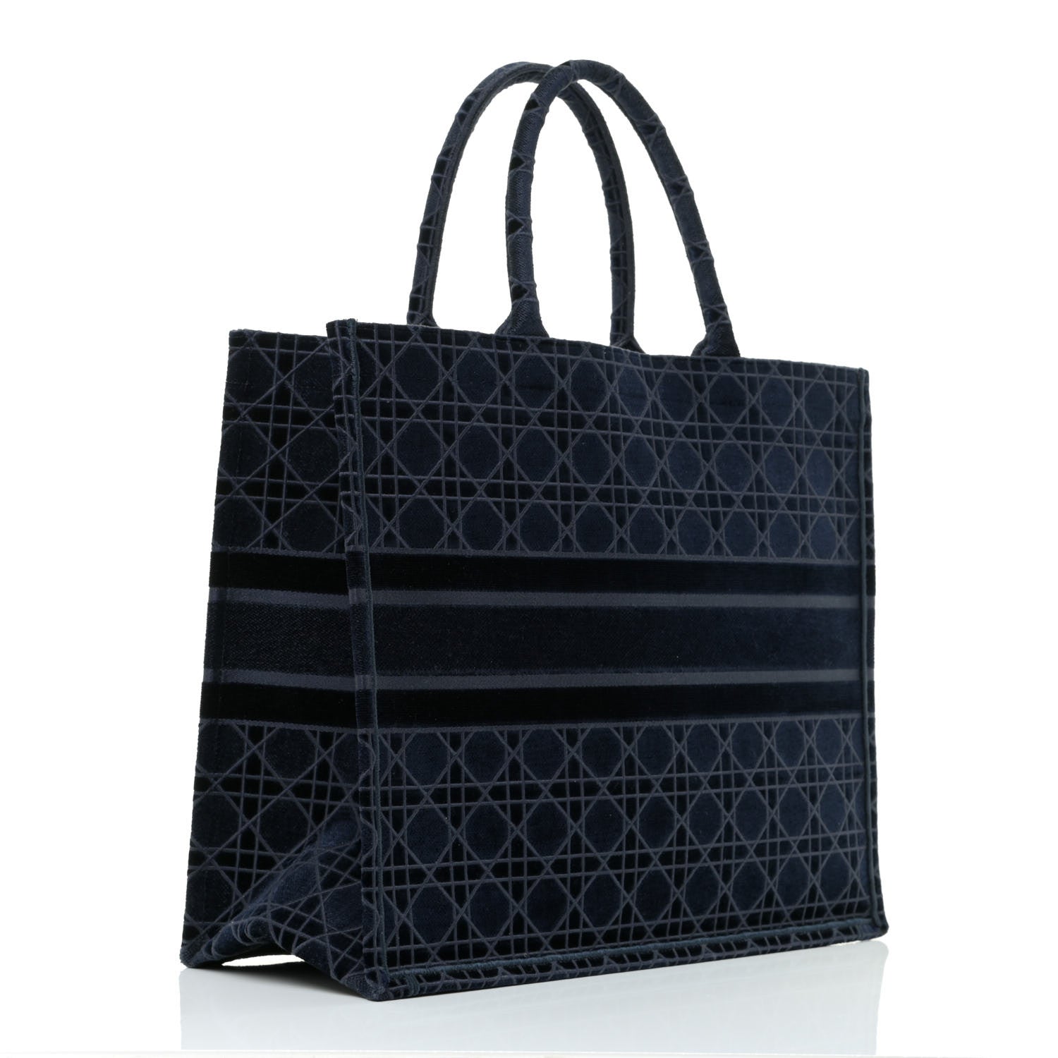 Christian Dior Velvet Cannage Large Book Tote Navy Blue 2 of 11