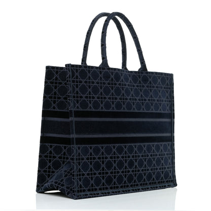 Christian Dior Velvet Cannage Large Book Tote Navy Blue 2 of 11