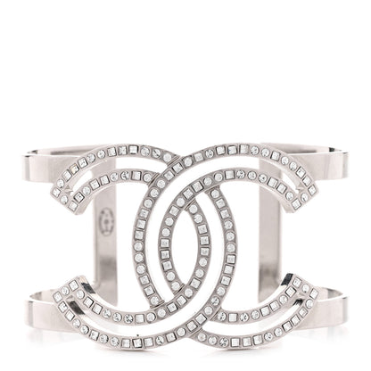 Chanel Metal Crystal CC Cuff Silver 1 of 4