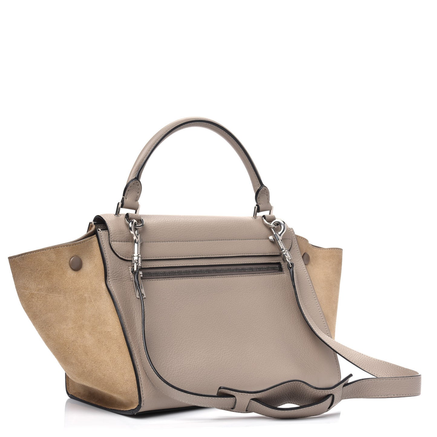 Drummed Calfskin Suede Small Trapeze Dune
