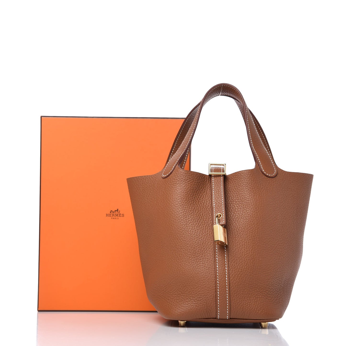 Taurillon Clemence Picotin Lock 18 PM Gold