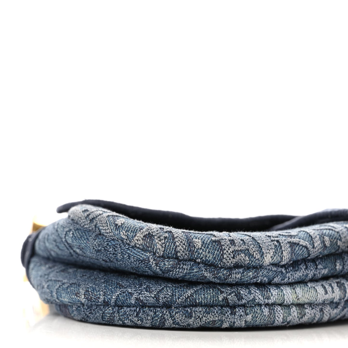 Oblique Embroidered Saddle Bag Denim Blue