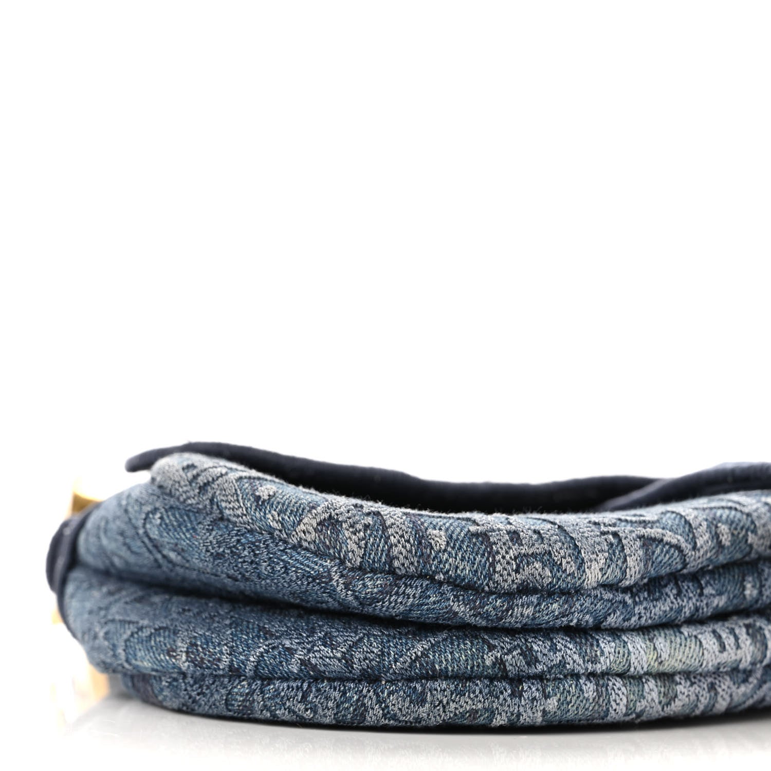 Christian Dior Oblique Embroidered Saddle Bag Denim Blue 9 of 10