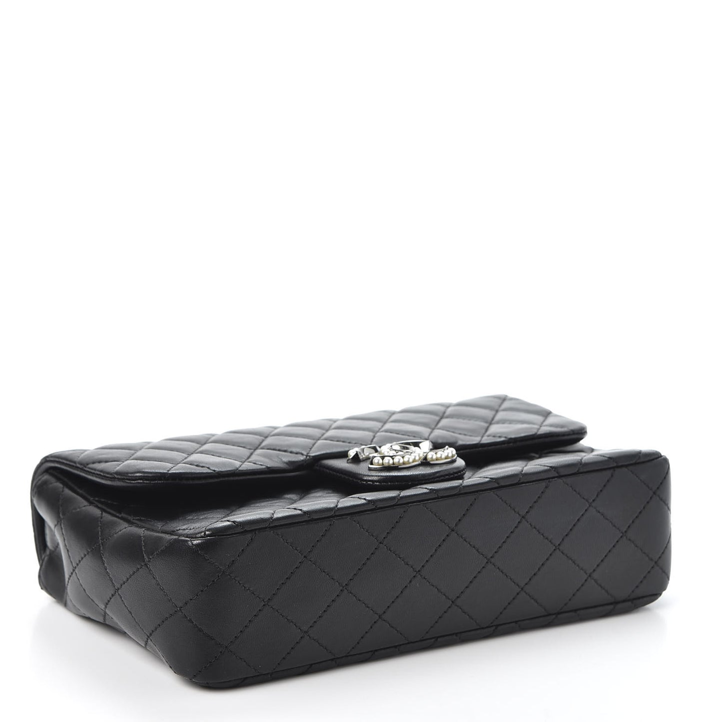 Lambskin Quilted Medium Westminster Pearl Flap Black