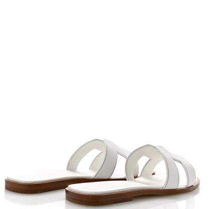 Hermes Box Calfskin Oran Sandals 36 White 5 of 10