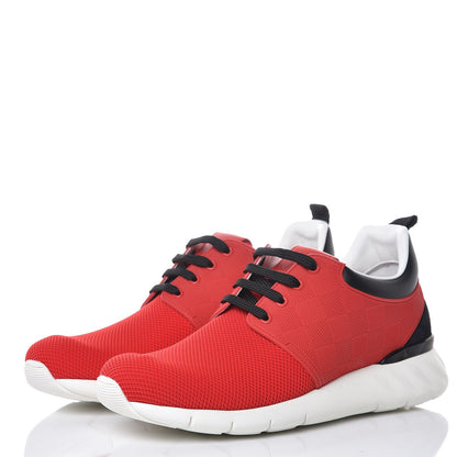 Louis Vuitton Rubber Mesh Suede Damier Fastlane Low Sneakers 5 Rouge 3 of 8