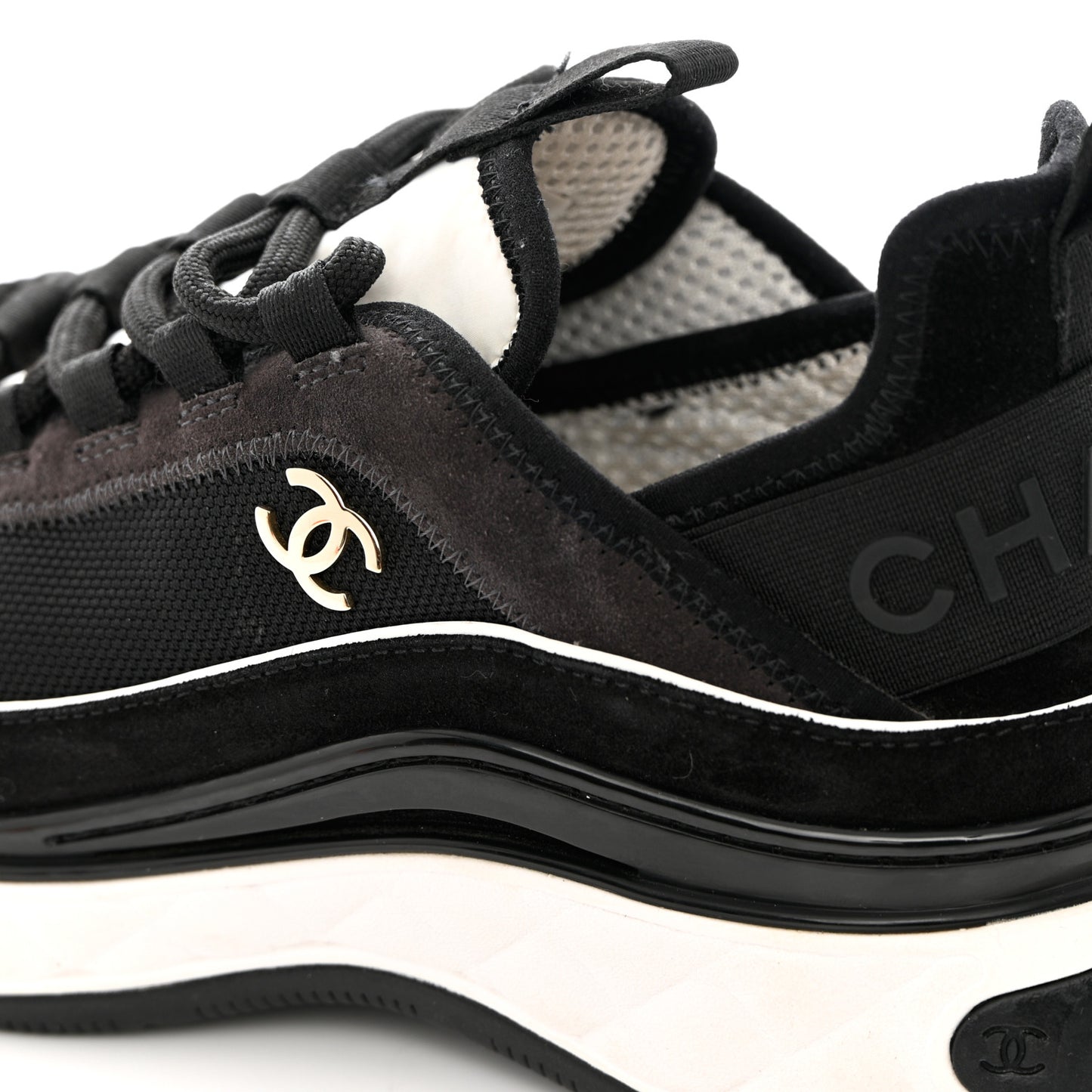 Velvet Calfskin Mixed Fibers CC Sneakers 39 Black