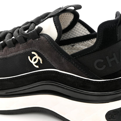 Chanel Velvet Calfskin Mixed Fibers CC Sneakers 39 Black 10 of 15
