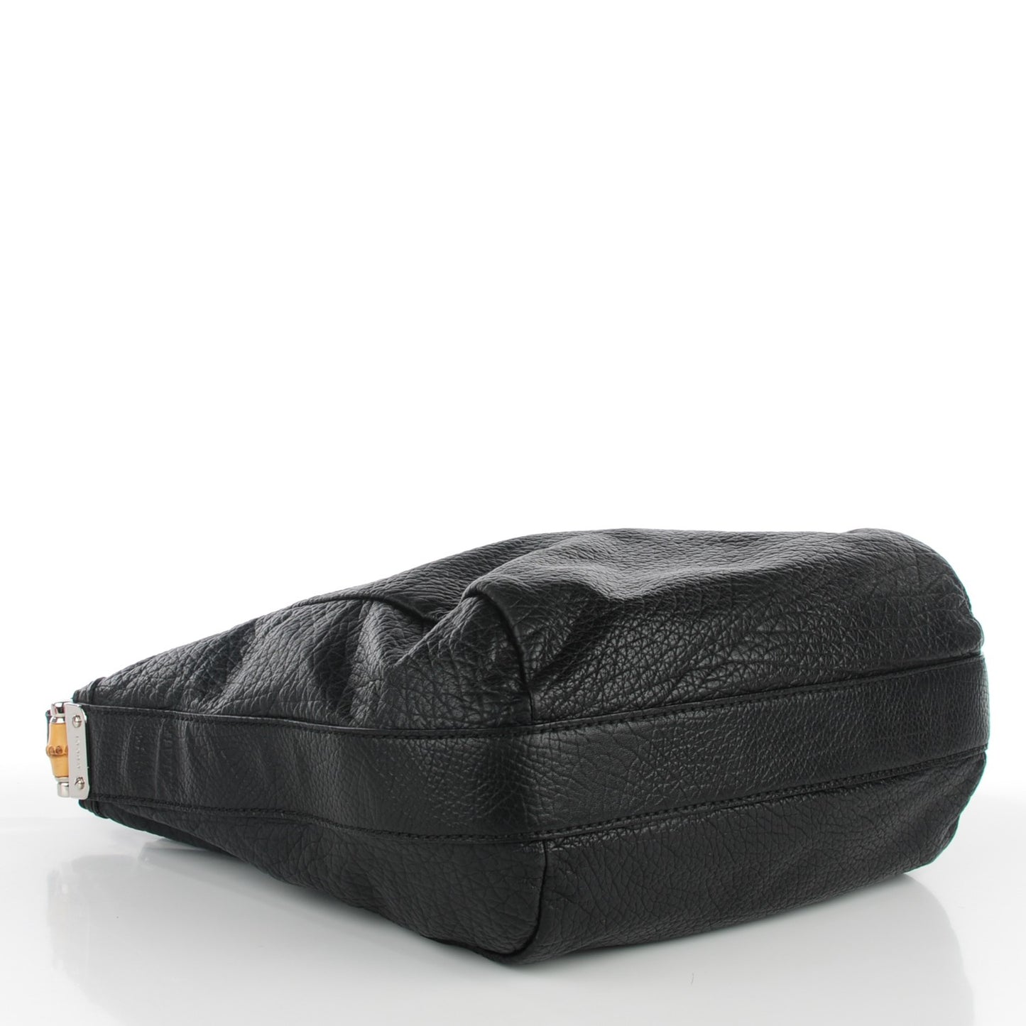Grained Calfskin Medium Bamboo Bar Hobo Black