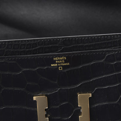 Hermes Matte Alligator Constance Wallet Black 7 of 17
