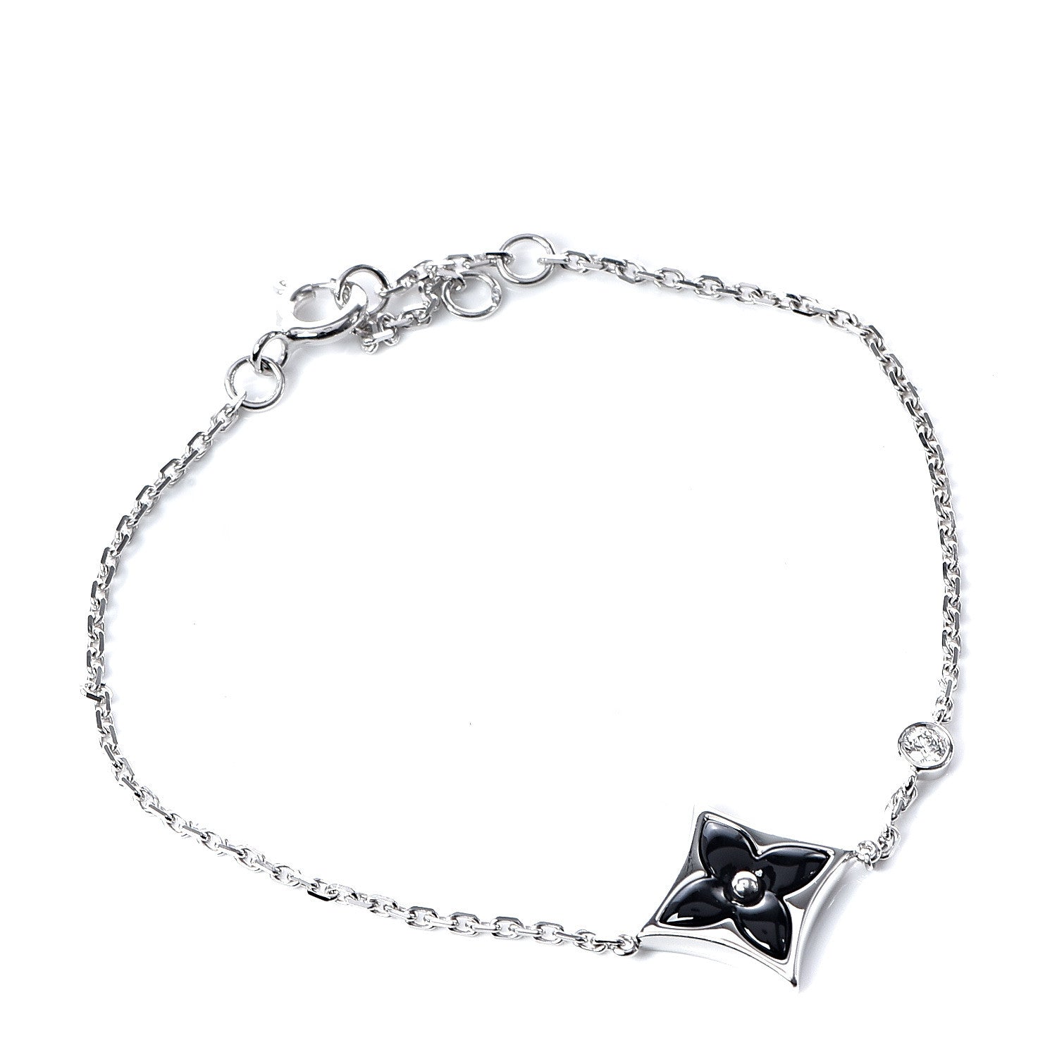 Louis Vuitton 18K White Gold Black Onyx Diamond Color Blossom BB Bracelet 1 of 5