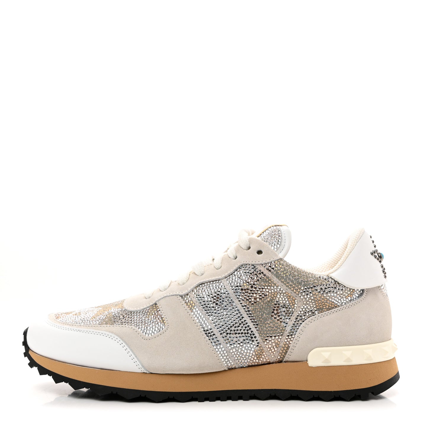 Suede Crystal Camustars Womens Rockrunner Sneakers 40 Chalk White