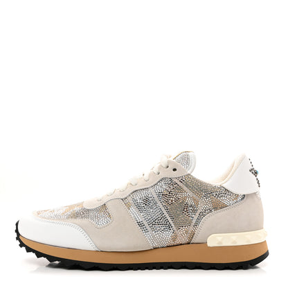 Valentino Garavani Suede Crystal Camustars Womens Rockrunner Sneakers 40 Chalk White 1 of 9