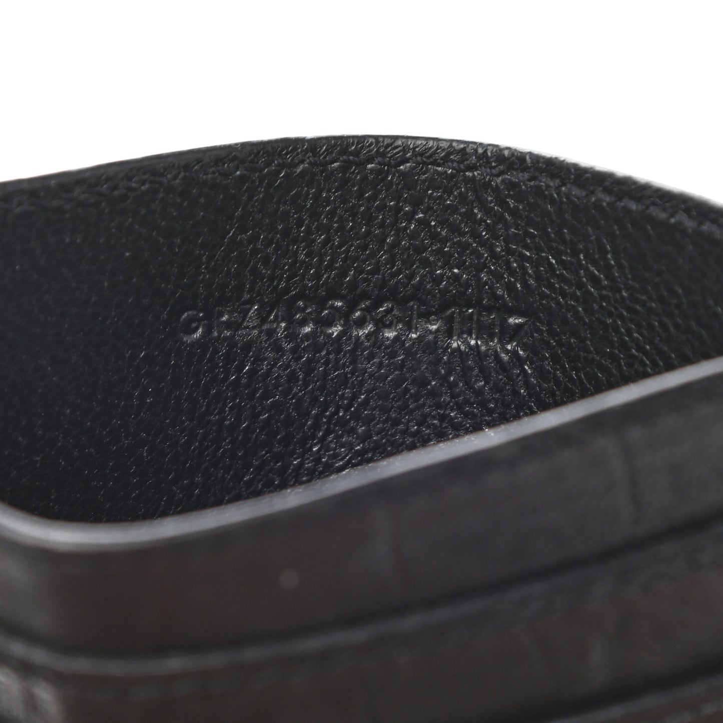Calfskin Crocodile Embossed Monogram Credit Card Case Black