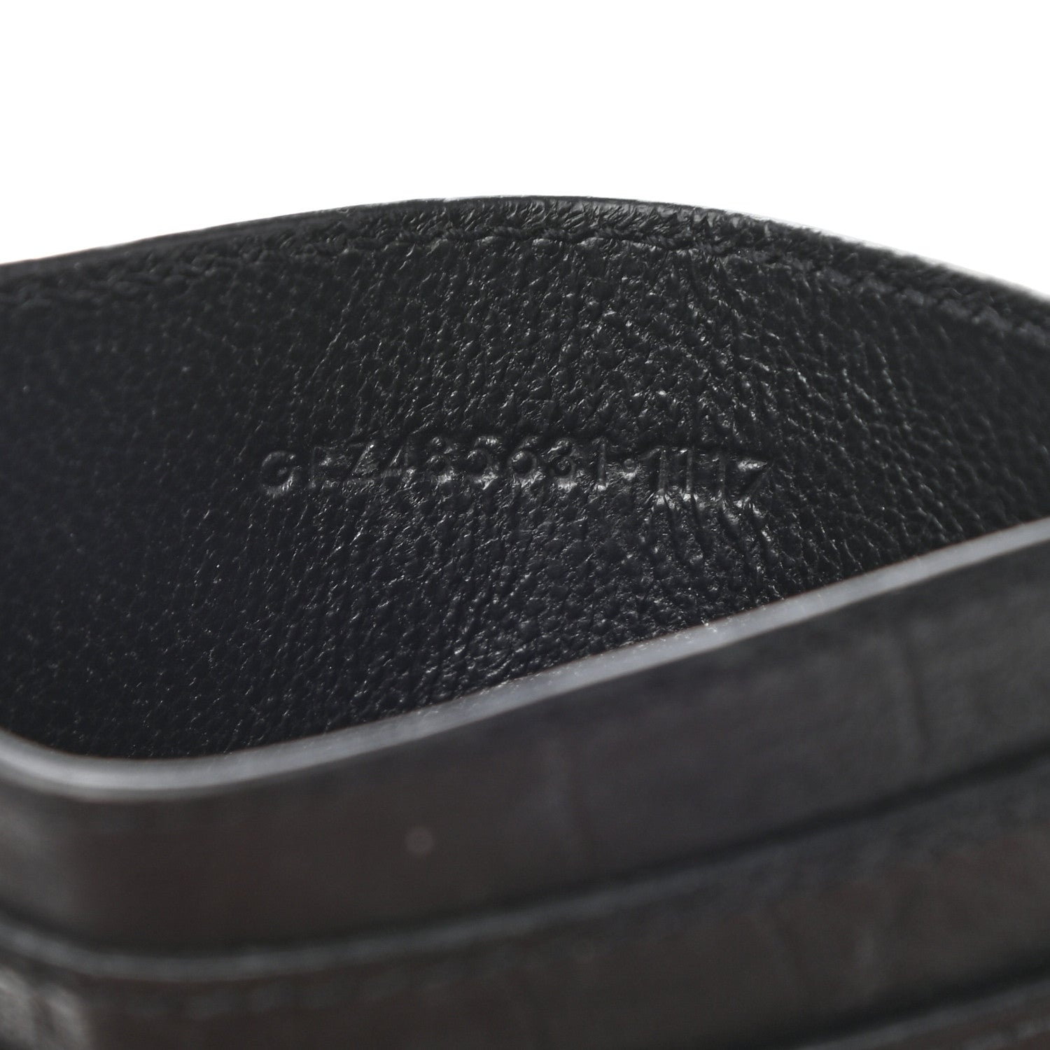 Saint Laurent Calfskin Crocodile Embossed Monogram Credit Card Case Black 6 of 6