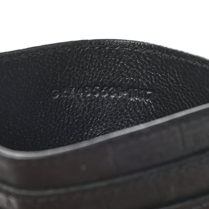 Saint Laurent Calfskin Crocodile Embossed Monogram Credit Card Case Black 6 of 6