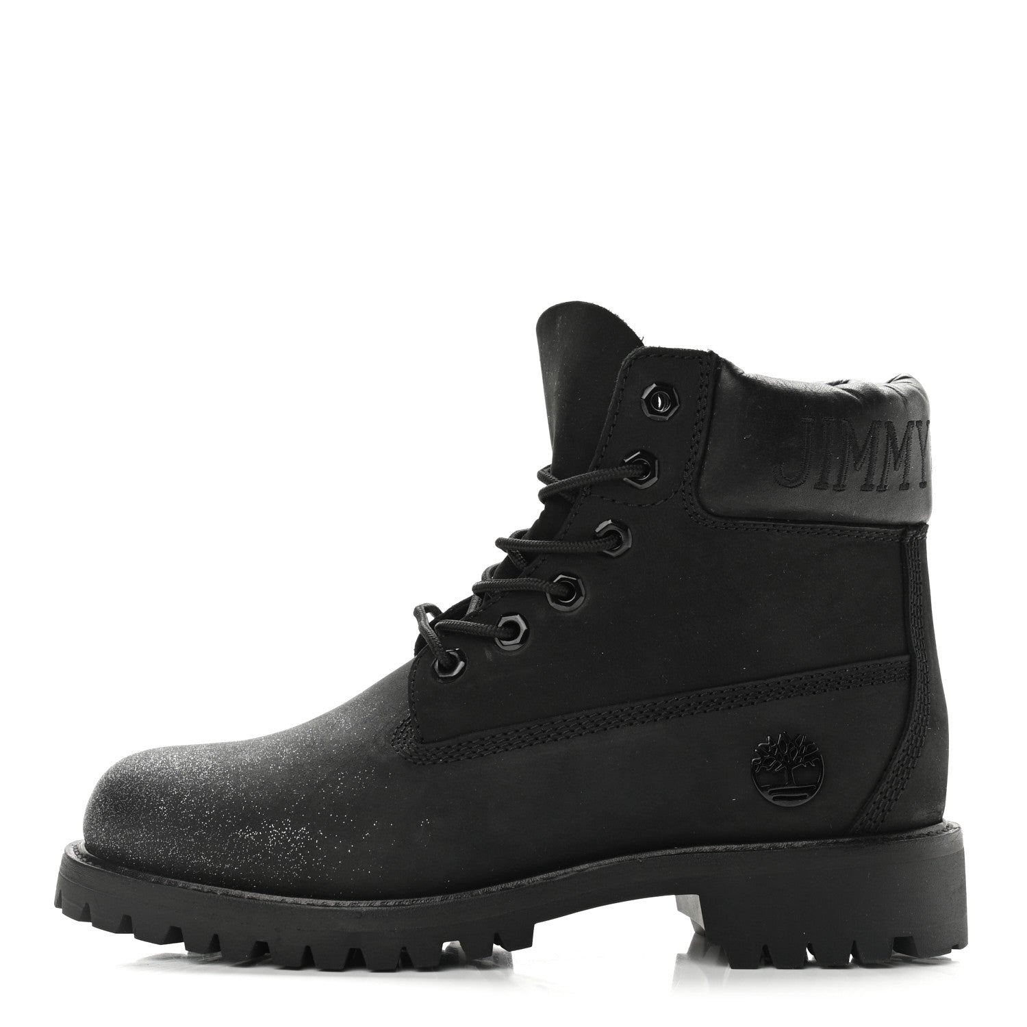 Jimmy Choo X TIMBERLAND Nubuck Glitter Womens Ankle Boots 38 Black Gunmetal 1 of 10