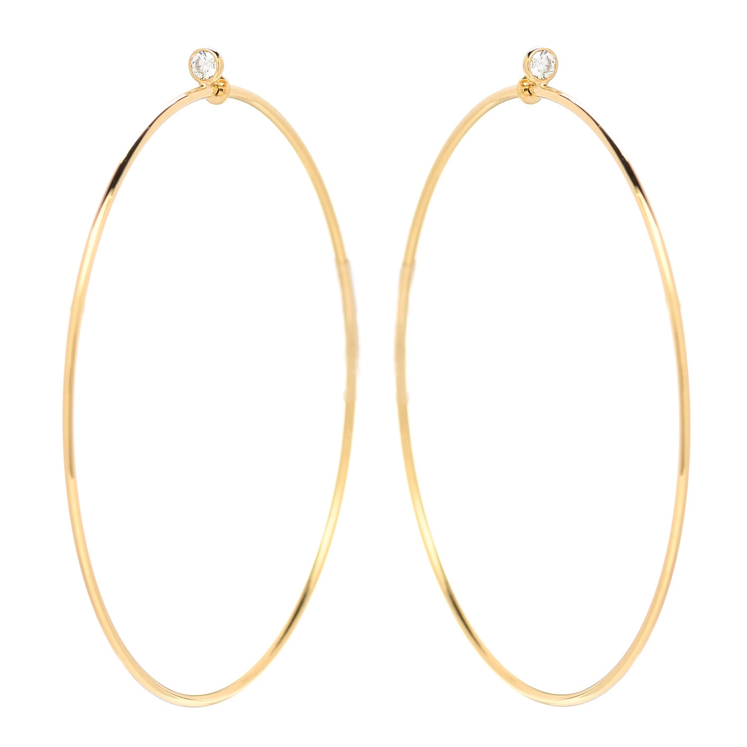Tiffany 18K Yellow Gold Diamond Large Elsa Peretti Hoop Earrings 1 of 4