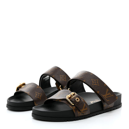 Louis Vuitton Bom Dia Flat Mule Sandals 38 Black 3 of 8