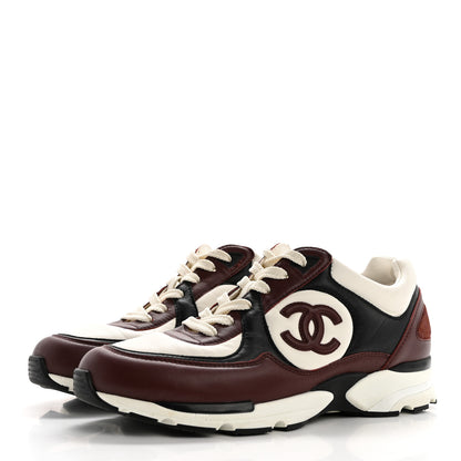 Chanel Calfskin CC Sneakers 39 Brown White Black 3 of 9