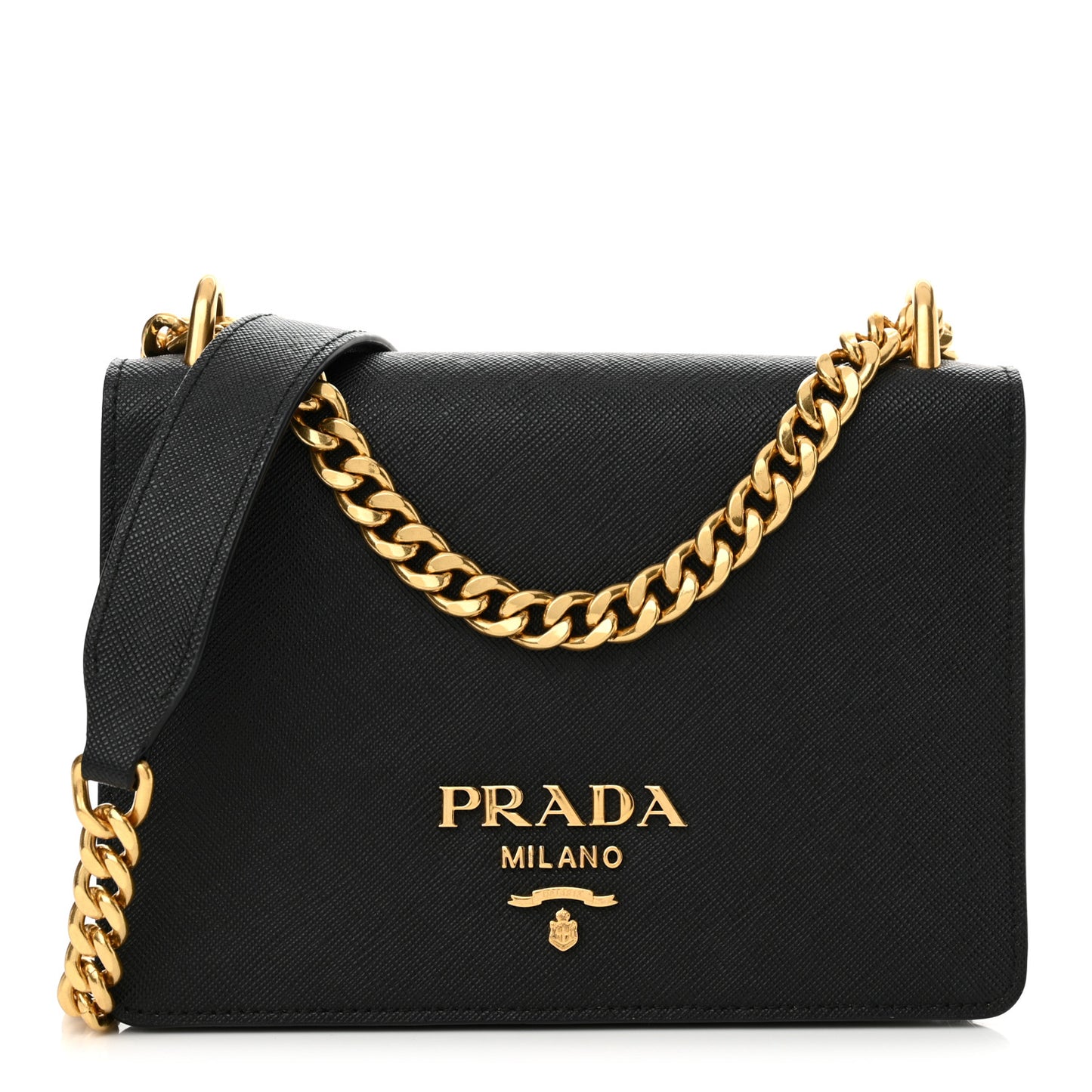 Saffiano Chain Shoulder Bag Black