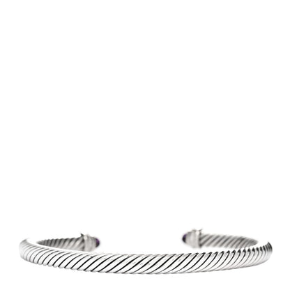 David Yurman Sterling Silver Diamond Amethyst 5mm Cable Classics Bracelet 2 of 3