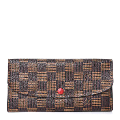 Louis Vuitton Damier Ebene Emilie Wallet Red 1 of 8