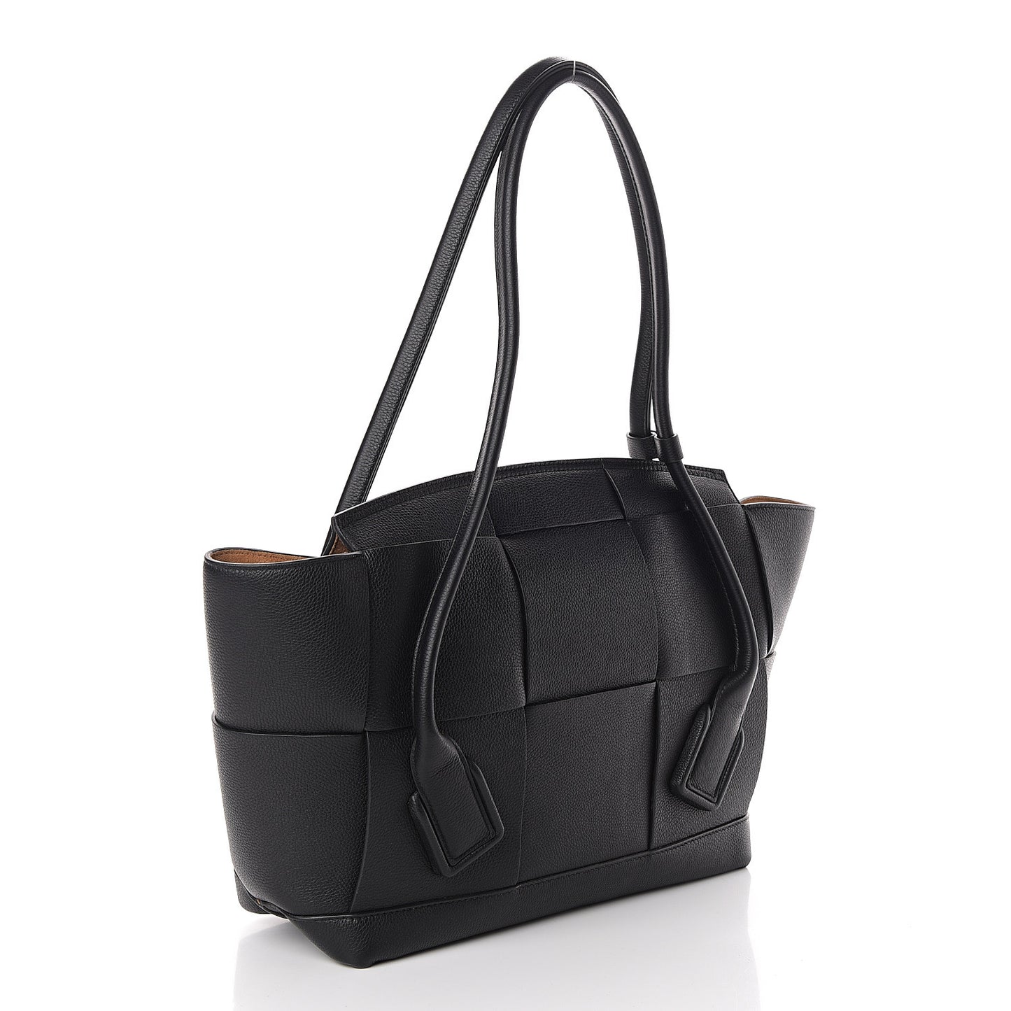 Grained Calfskin Maxi Intrecciato Medium Arco Black