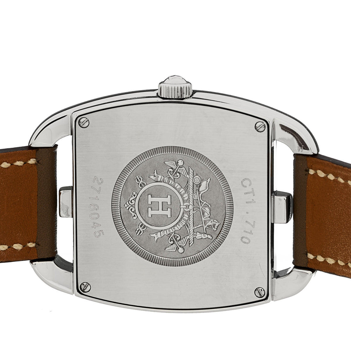 Hermes Stainless Steel Swift 33mm Cape Cod Tonneau Quartz Watch Etoupe 8 of 10