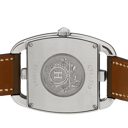 Hermes Stainless Steel Swift 33mm Cape Cod Tonneau Quartz Watch Etoupe 8 of 10