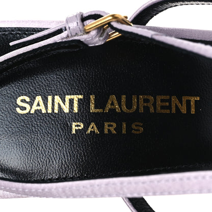 Saint Laurent Crepe Satin Baliqua 105 Ankle Strap Sandals  38.5 Poly Grey 9 of 12