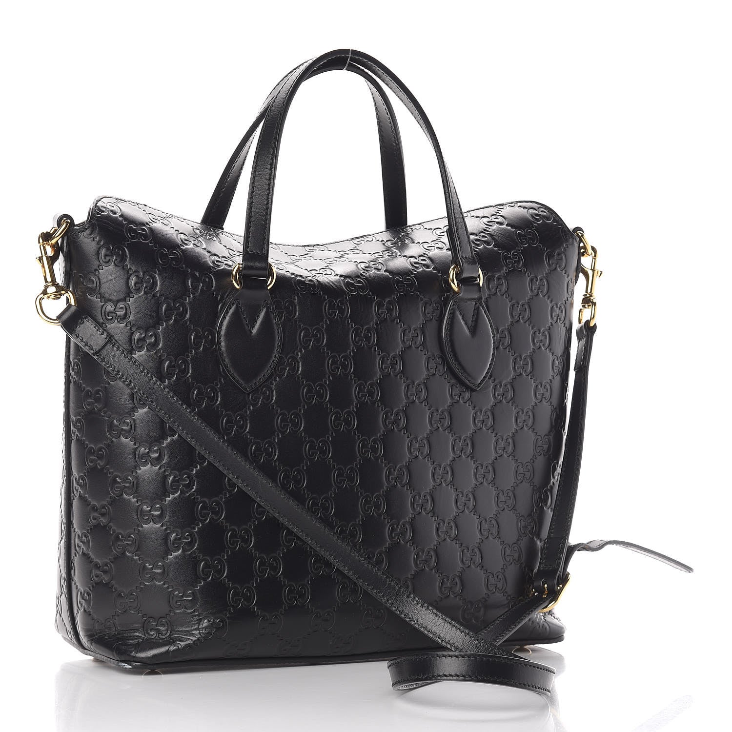Gucci Guccissima Linea A Foldover Tote Black 3 of 17