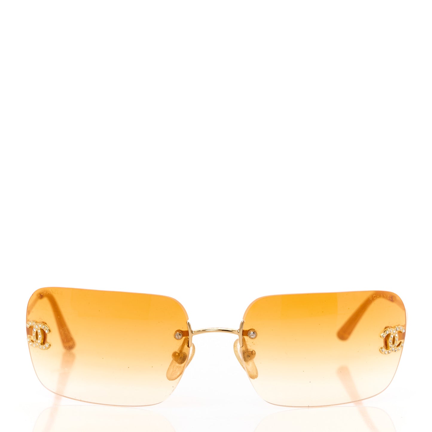 Metal Crystal CC Logo Sunglasses 4017-D Orange