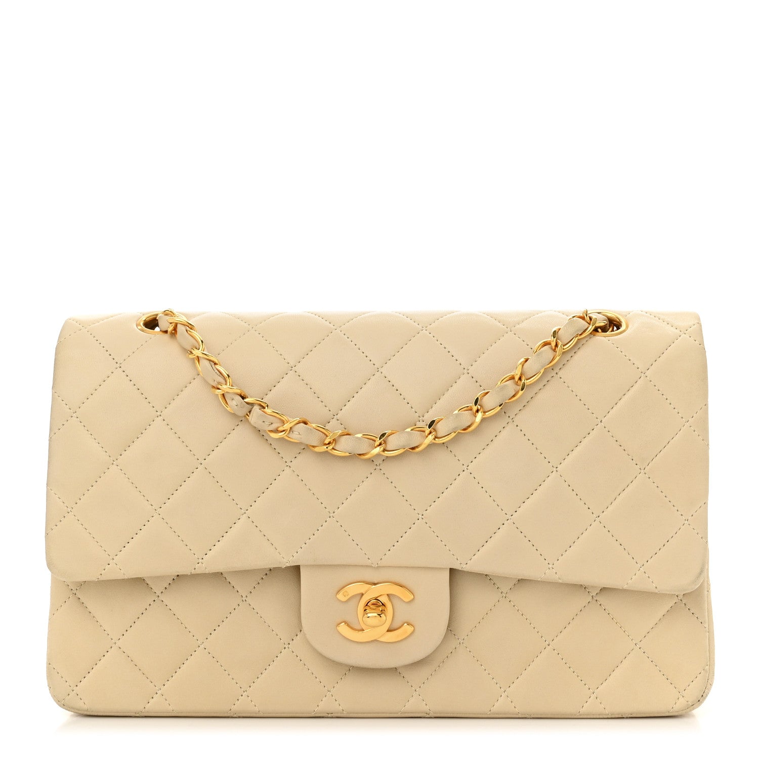 Chanel Lambskin Quilted Medium Double Flap Beige 1 of 10