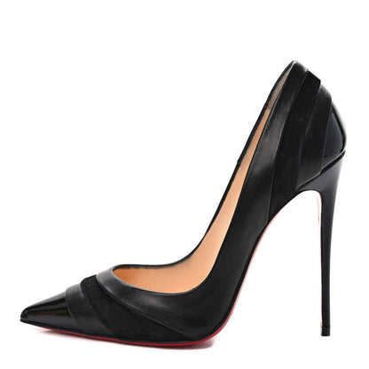 Christian Louboutin Patent Nappa Veau Velours Eklectica 120 Pumps 39 Black 1 of 8