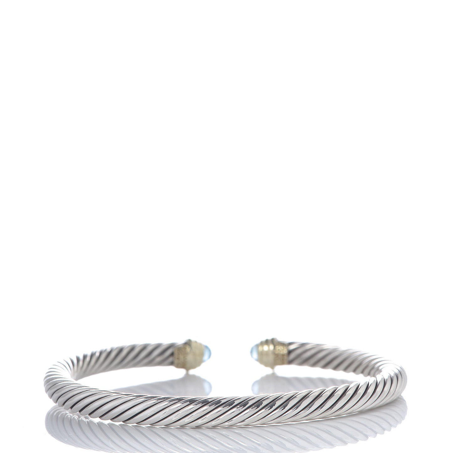 Sterling Silver 14K Yellow Gold Blue Topaz 5mm Cable Classics Petite Color Bracelet