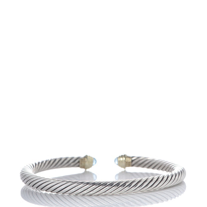 David Yurman Sterling Silver 14K Yellow Gold Blue Topaz 5mm Cable Classics Petite Color Bracelet 3 of 5
