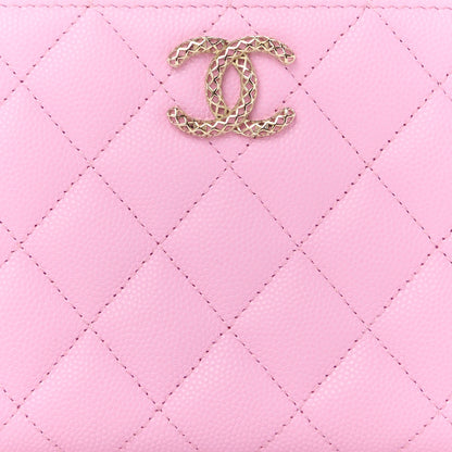 Chanel Caviar Quilted Perforated CC Long Zipped Wallet Pink 9 of 12