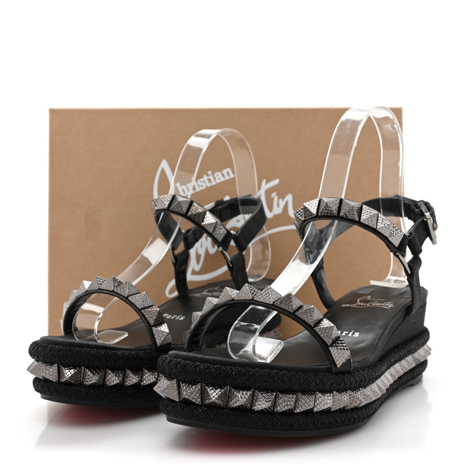 Christian Louboutin Nappa Mica Pyraclou 60 Platform Sandals 37 Version Black 14 of 14