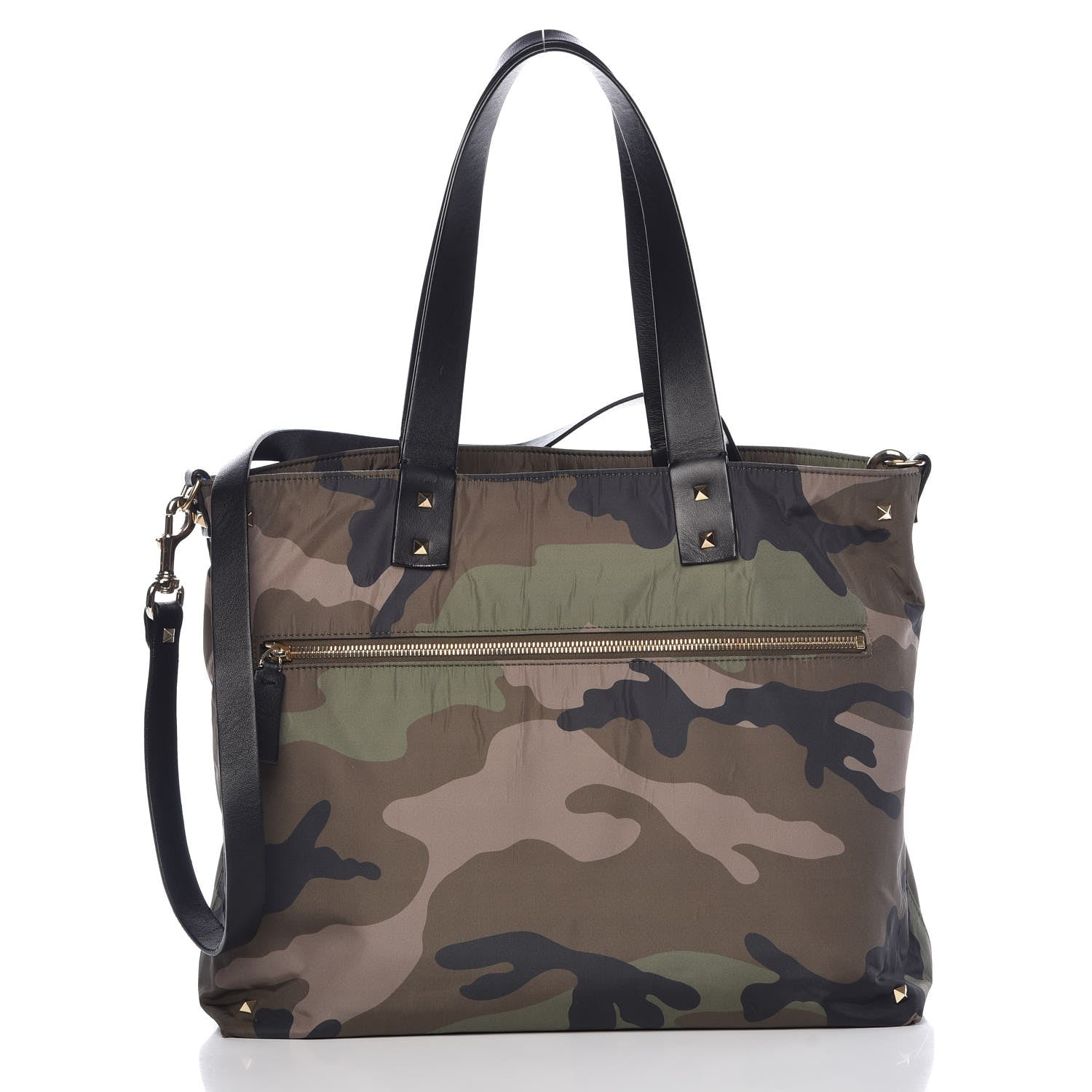 Valentino Garavani Nylon Camouflage Rockstud Reversible Tote Green Blue Fluo 3 of 14