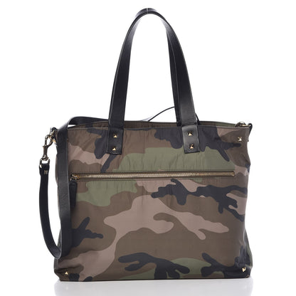Valentino Garavani Nylon Camouflage Rockstud Reversible Tote Green Blue Fluo 3 of 14