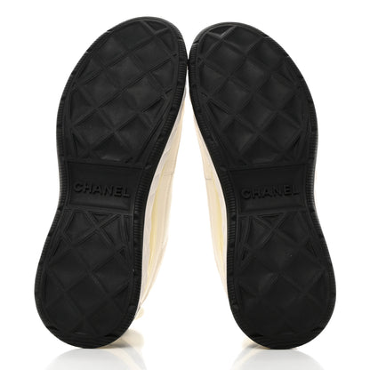 Chanel Velvet Calfskin Mixed Fibers CC Sneakers 39.5 Ivory Black 5 of 9