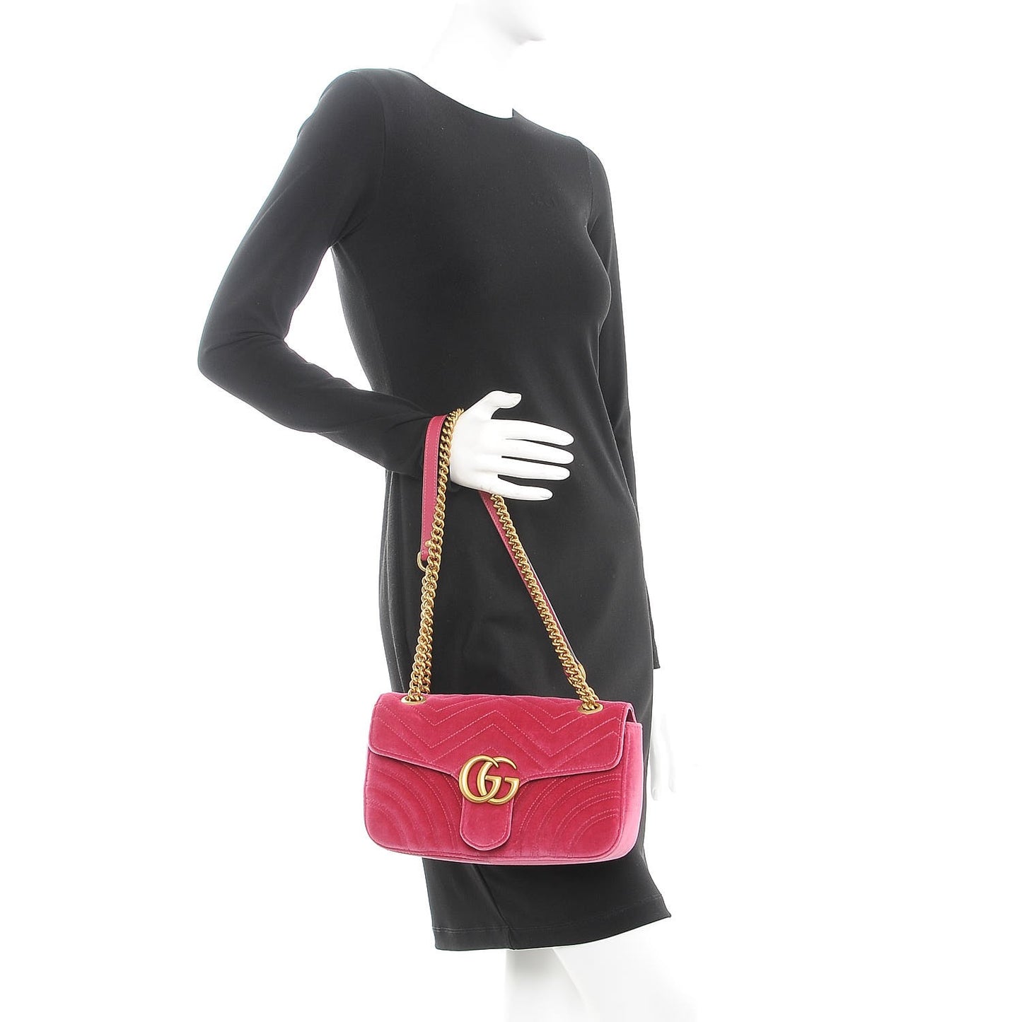 Velvet Matelasse Small GG Marmont Shoulder Bag Light Raspberry Rose